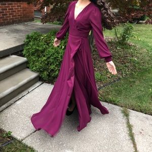 My whole heart burgundy long sleeve wrap dress